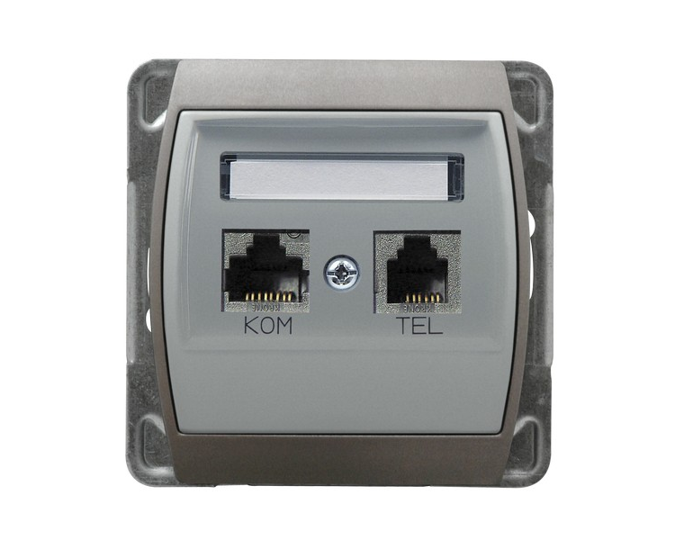 Gniazdo komputerowo-telefoniczne, kat. 6 ekranowane MMC srebro/tytan Gazela GPKT-J/K6E/m/18/23