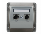 Gniazdo komputerowo-telefoniczne, kat. 6 ekranowane MMC srebro/tytan Gazela GPKT-J/K6E/m/18/23